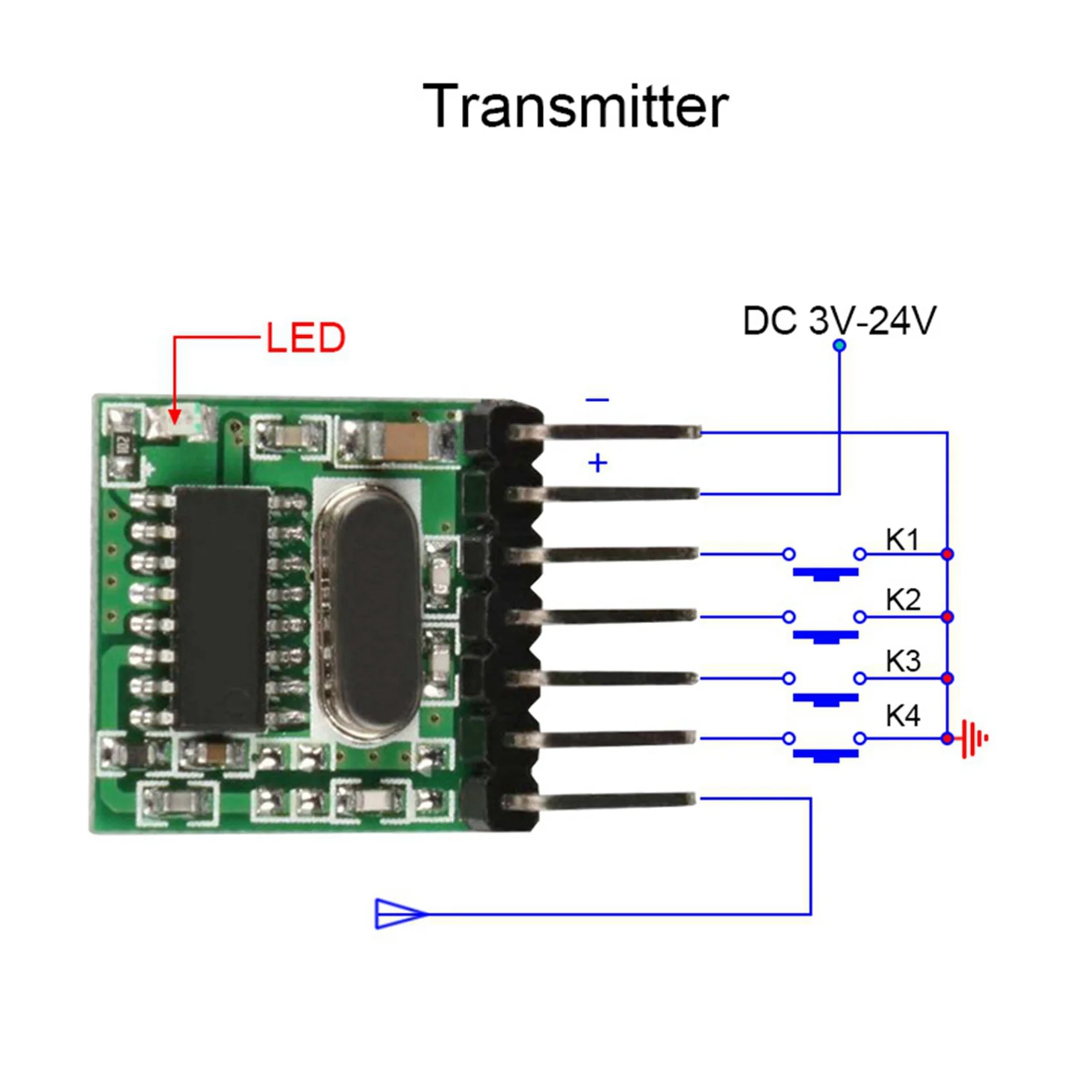 Superior-Wireless RX480E-4WQB 433Mhz RF Module Transmitter And Receiver 15 Sets 4 Channel Output Link Kit For Remote Control