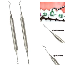 2PCS Dental Orthodontic Elastic Ligature Tie Placer Tool Twirl-On Ligature Ring Placing Applicator Archwire Placement Product