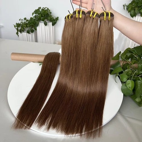 # 4 mechones de color marrón Chocolate 100% cabello humano Real extensiones de cabello vietnamita liso sedoso tejido 100 gramos para mujeres