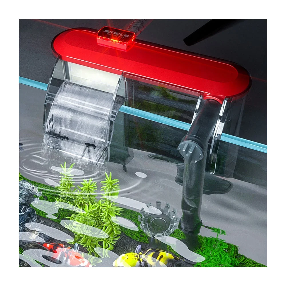 

The External Filter Tank Filter Of The Waterfall Aquarium Is Hung On The Fish Tank Aquarium With An Alarm Device
