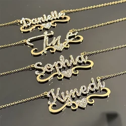 Customized Name Zircon Necklace for Women Men Stainless Steel Personalized Stone Butterfly Heart Pendant Birthday Jewelry Gift