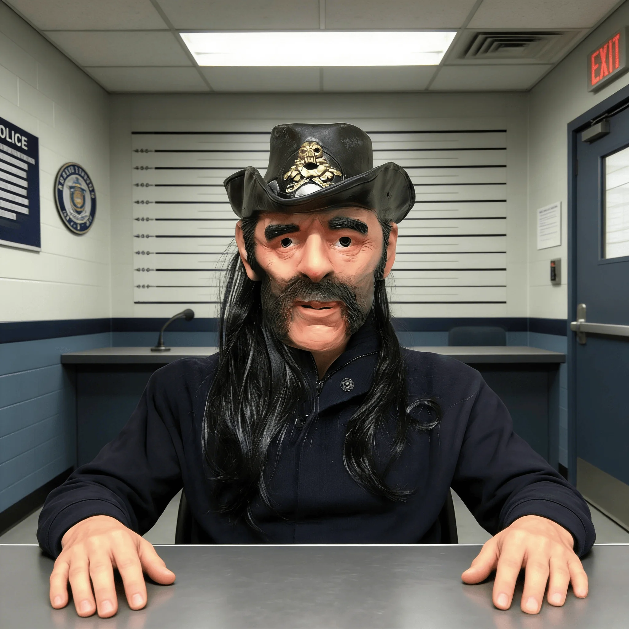 Lemmy Kilmister Inspired Rock Star Mask With Long Black Hair Premium Latex Biker Mask Cowboy For Halloween Cosplay Music Festiva