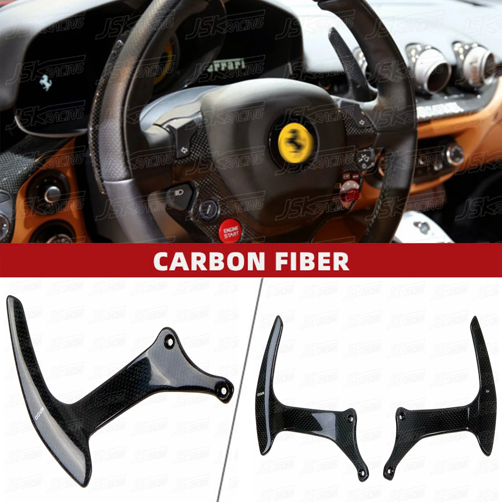 Dry Carbon Fiber Shift Paddles (Plain Weave) For Ferrari F12 Berlinetta 2013-2015