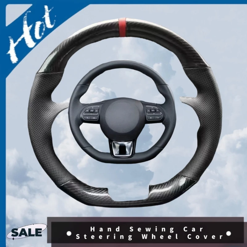 

DIY Abrasion-resistant Breathable Carbon Fiber Genuine Leather Steering Wheel Cover For MG ZS HS GS MG 5 6 RX5 RX8 ZST ZS EV