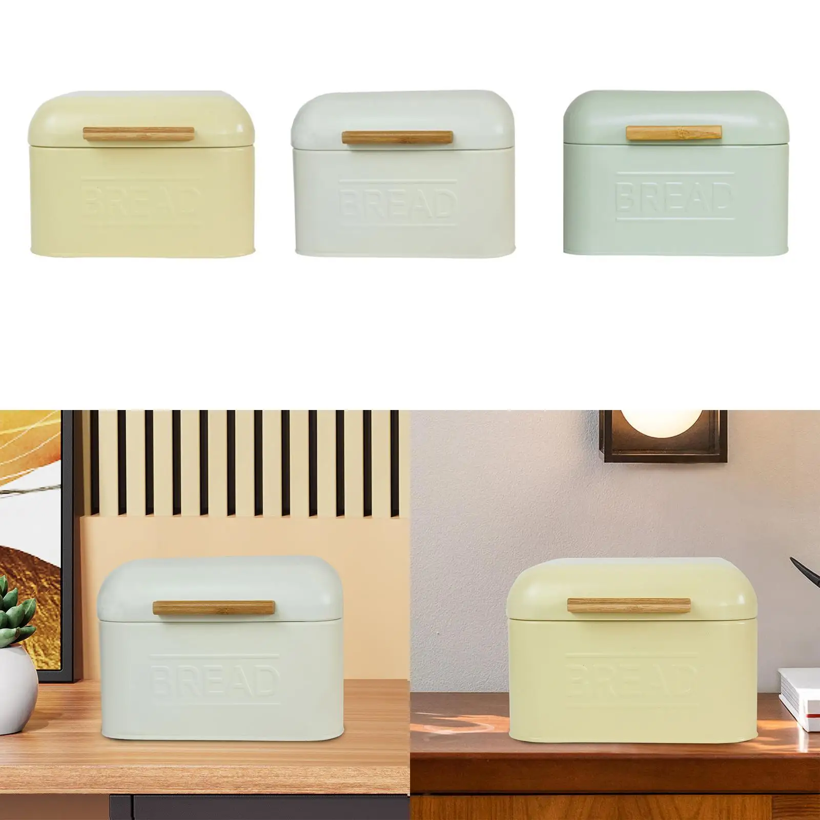 Iron Bread Storage Bin with Flip Lid Large Capacity Bread Box Countertop Metal Food Container for Kitchen Home Bakery