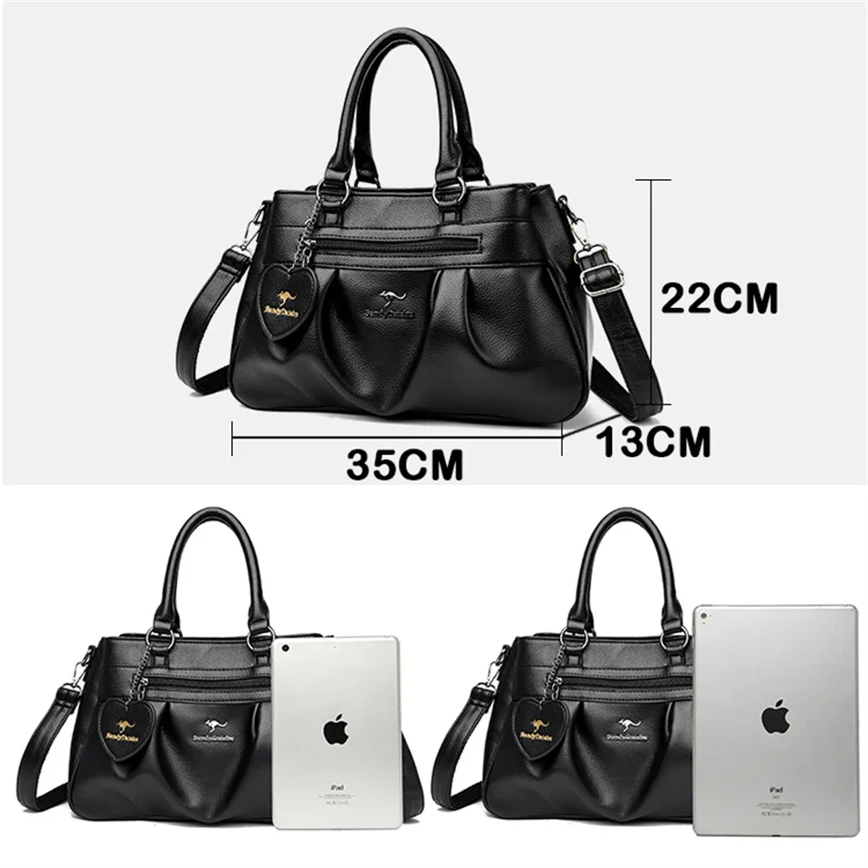 JBTP New 3 Layers High Quality Leather Handbag Purse Luxury Designer Women Large Capacity Shoulder Crossbody Tote Bag Trend Sac