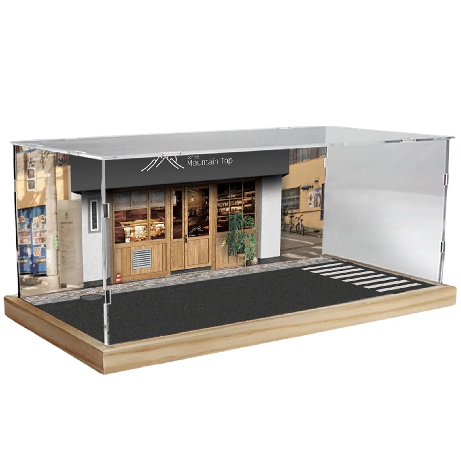 Japanese style Scene 1/32 Scale Parking Lot Display Case Protection Vehicle Scene Toy Diorama Organizer Showcase for Model Cars