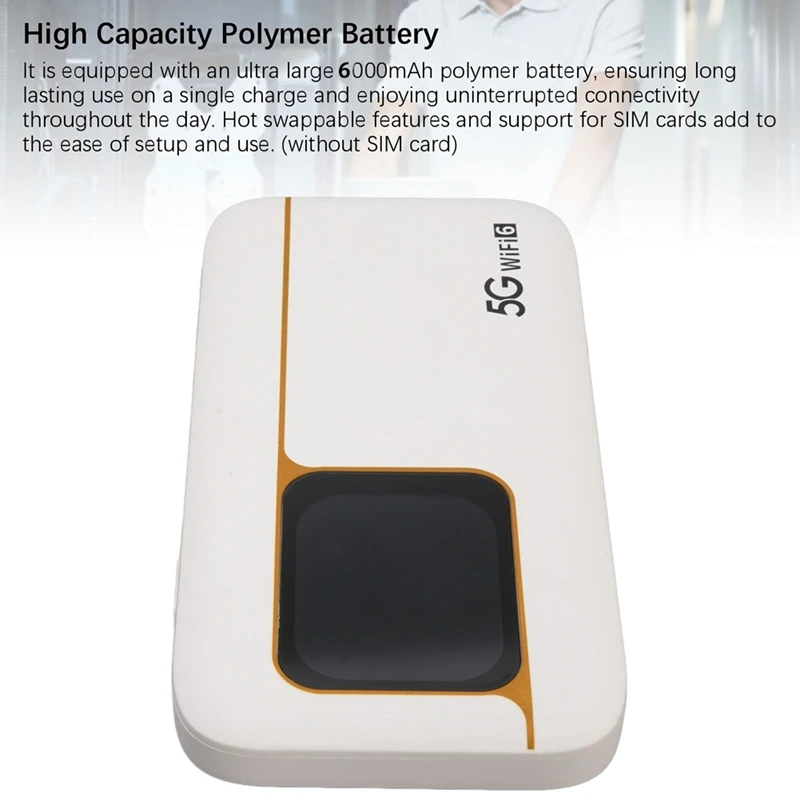 Mobile Hotspot High Speed WiFi 6 2.01 Inch 5G Mobile Hotspot Router Supports 16 Devices USB C for Working Places-A86Z