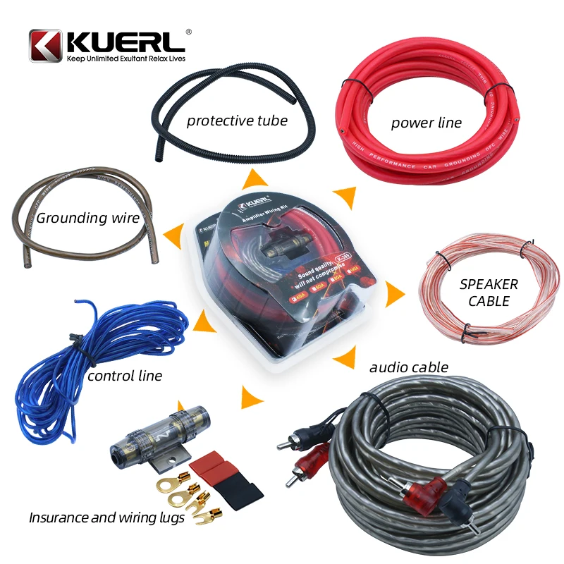 Professional Car Audio Accessory Car Audio Amplifier 4GA/6GA/8GA/10GA with RCA Cables PVC Jacket Wiring Kits for Installation