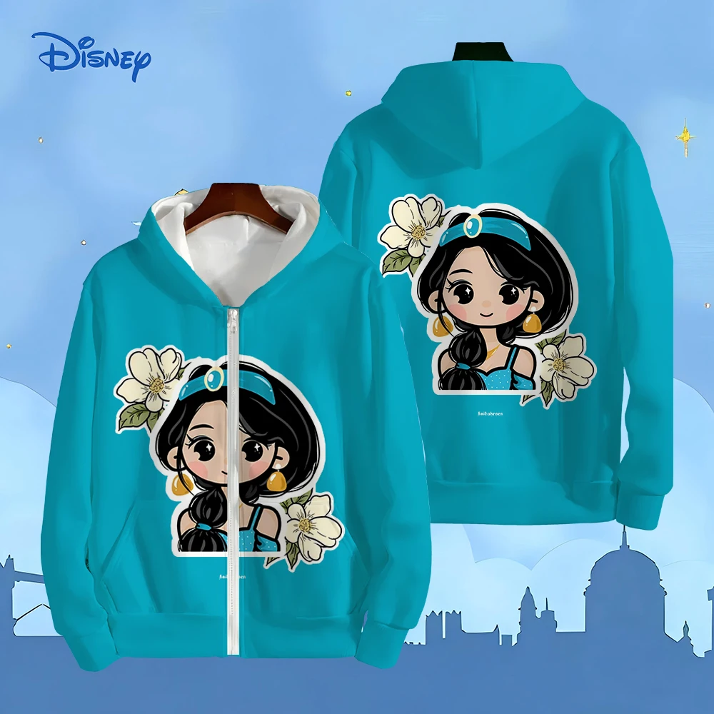 

Disney Cartoon Pattern Printed Hoodies Autumn Winter Long Sleeves Warm Tops Coats for Women New Zipper Design Casual Sweatshirts