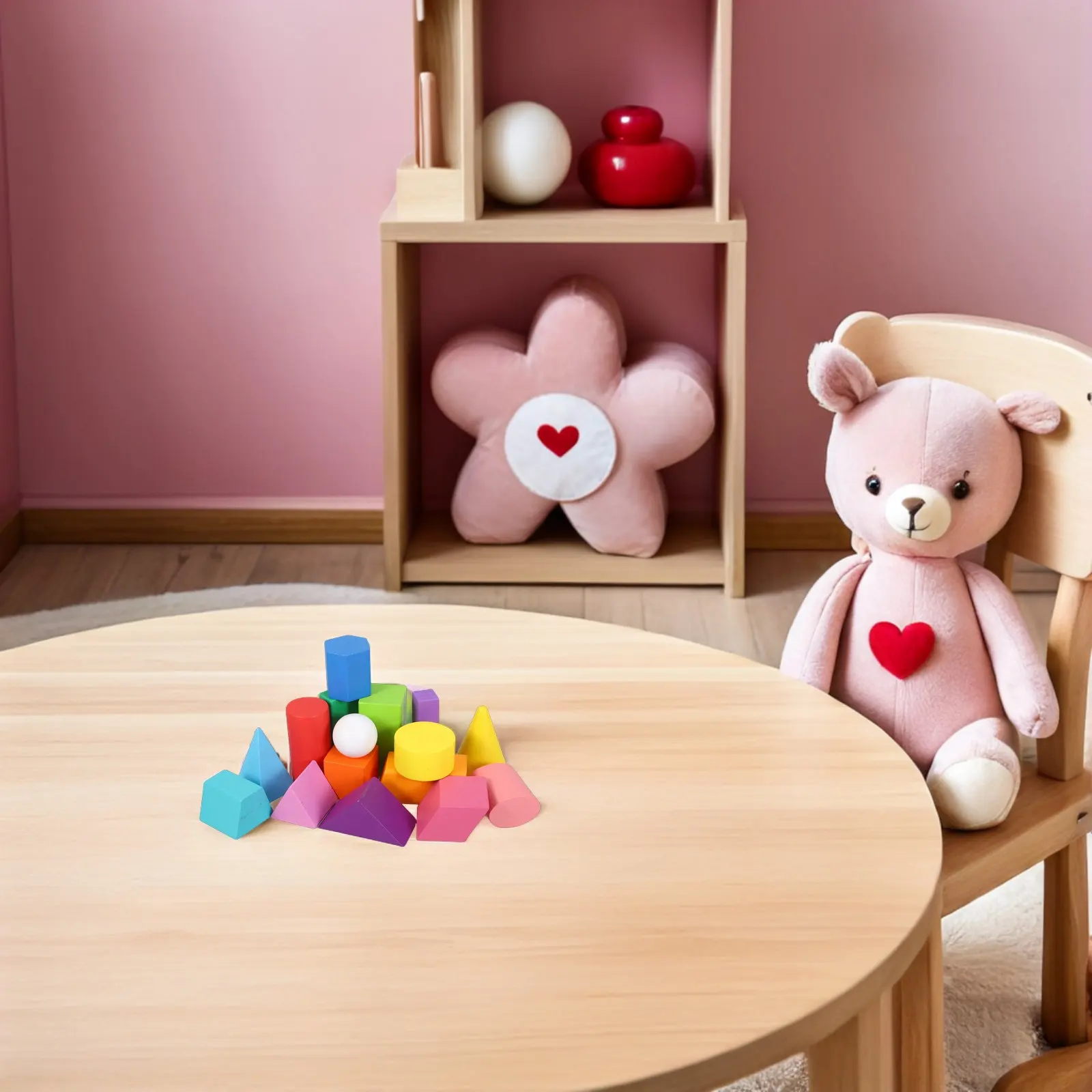 

45Pcs Childrens Geometric Wood Blocks Set Shape Matching Puzzle for Spatial Reasoning Creative Play Kindergarten