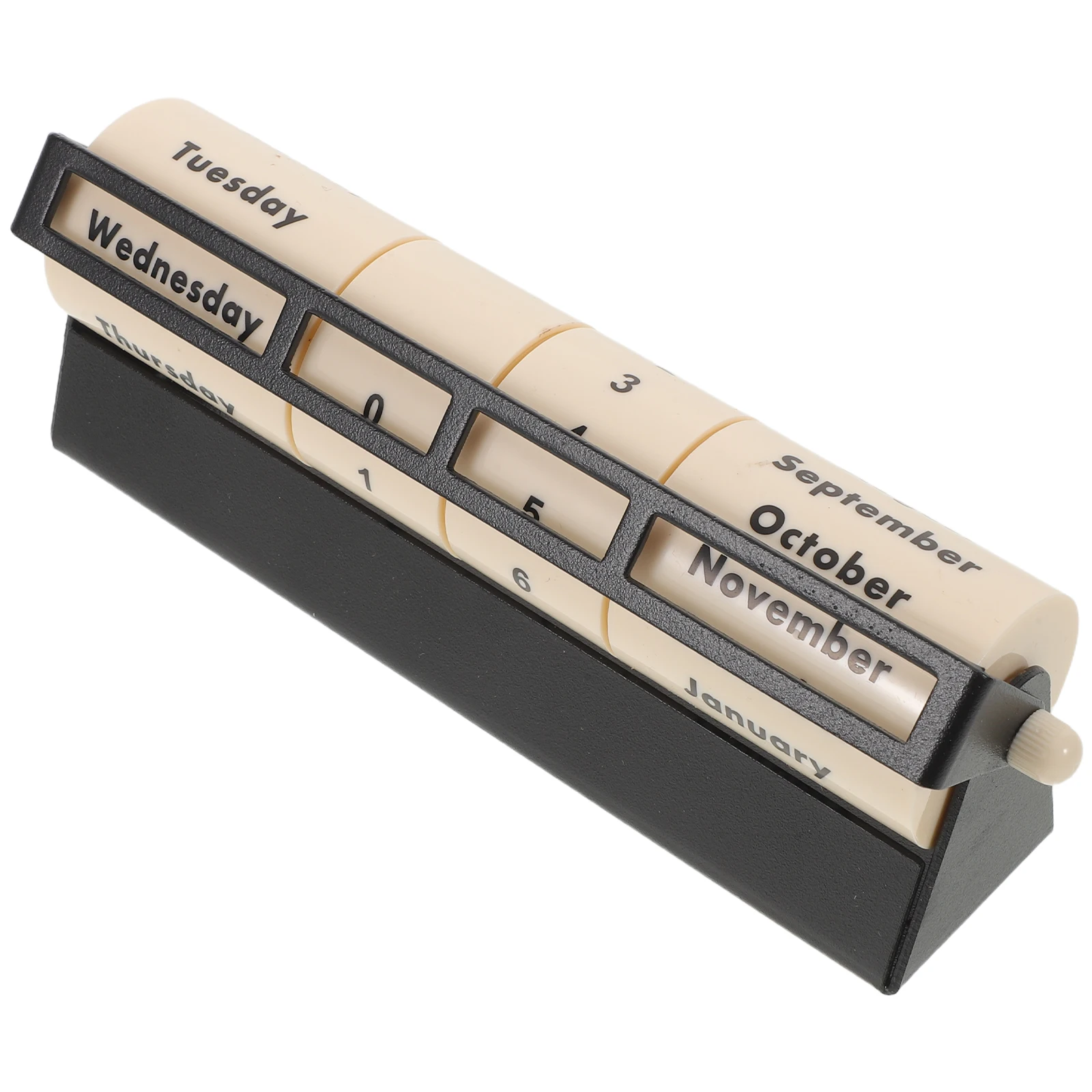Calendario perpetuo rotolante Meccanismo rotante manuale Decorazione da tavolo in metallo per ufficio Aula Casa Data meccanica senza data