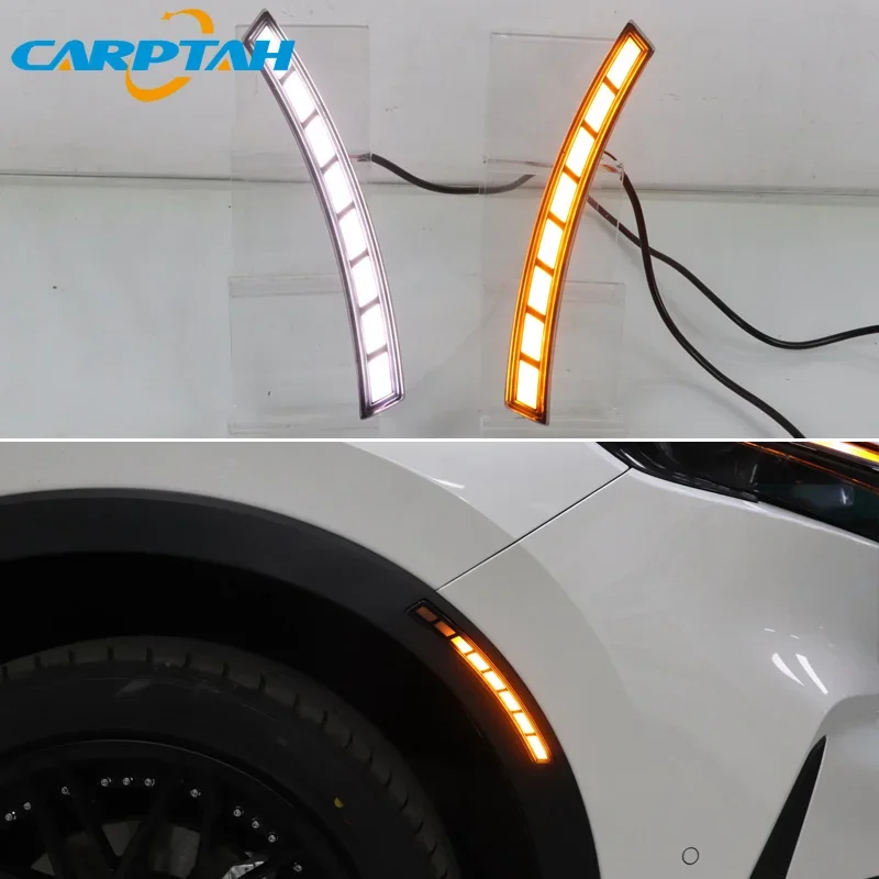 Car LED DRL 12V Daytime Running Lights For Honda CRV 2023 Yellow Turn Signal Night Blue Running Lamps Car Foglamp