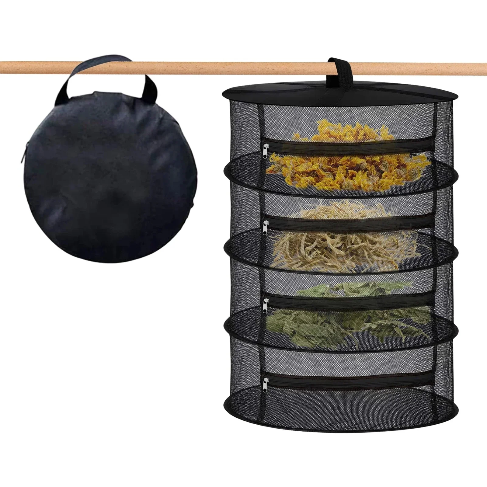 

4 Layers Drying Net For Herbs Fish Hanging Basket Folding Dry Rack Herb Vegetable Dryer Bag Mesh Flowers Buds Plants Organizer