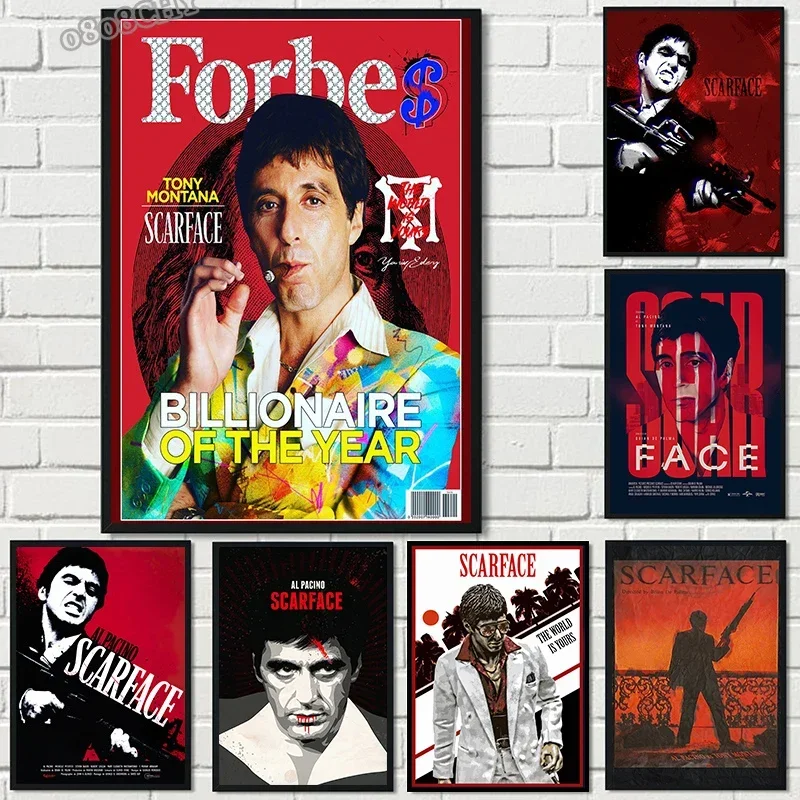 Classic Movie Scarface Tony Montana Poster Canvas Painting Vintage Film Portrait Wall Art Poster Picture for Home Decor Cuadros