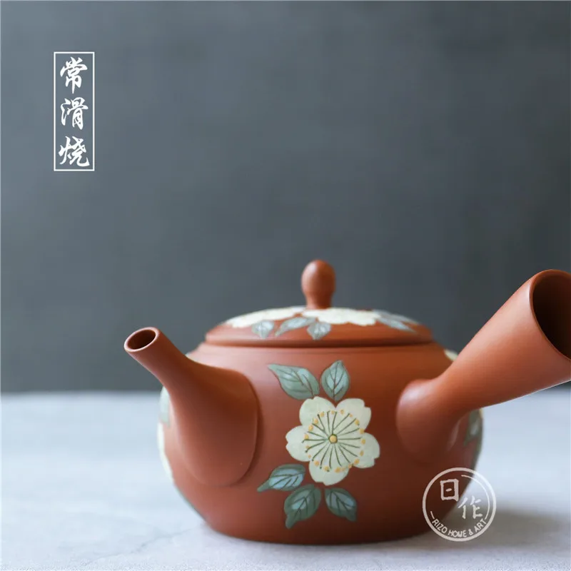 Imported from Japan, Changsha Yuguang Maimai Mei Yuan Guanglong Made Cinnabar Sand Yellow Cherry Side Handle Urgent Need Teapot