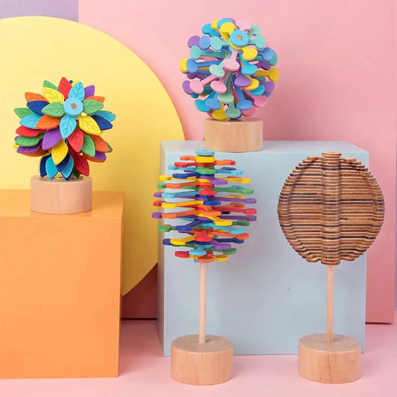 Jouets de sucette en spirale en bois pour adultes et enfants, baguette magique, fidget à séquence fibonacci, cadeau anti-stress souligné, ZK20