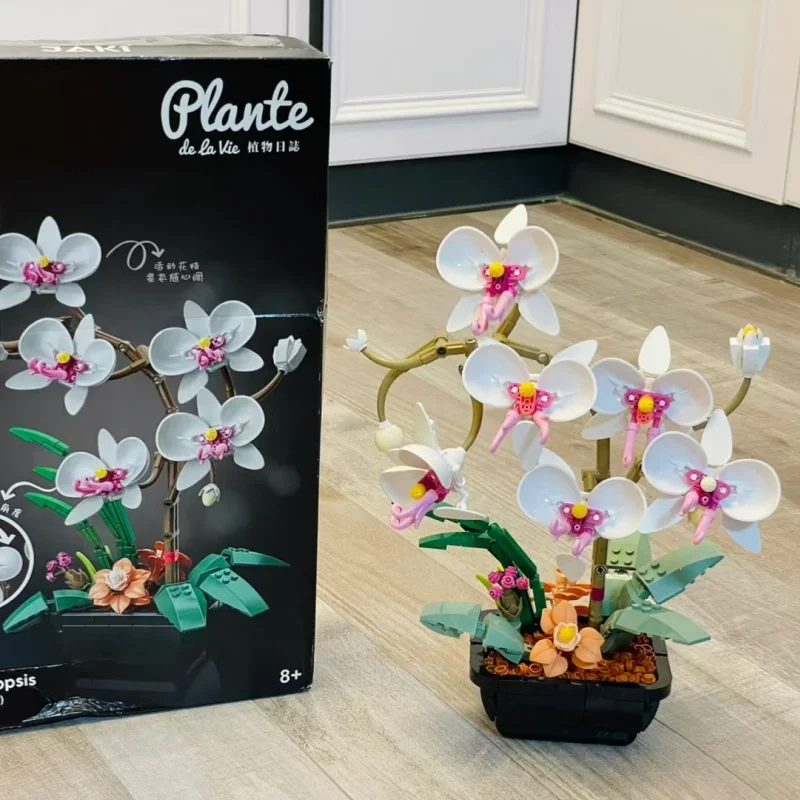 JAKI Bausteine Blume Phalaenopsis Blumenstrauß Bonsai Montieren Spielzeug, um Geschenke zu senden Topfblumen dekorativ