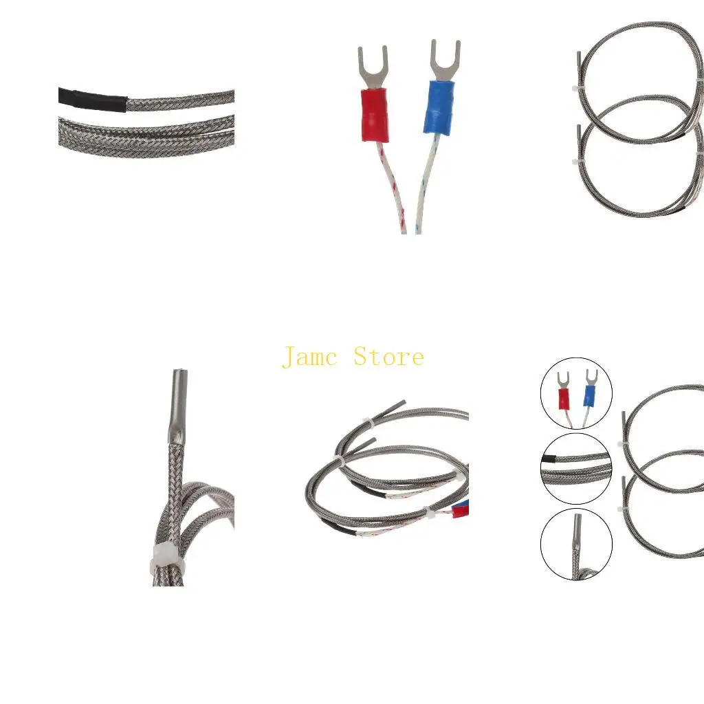 

LX0B K Type Thermocouple Temperature Cable Stainless Steel Probe Industrial Thermal Thermocouple Tester 0 to 600°C 2x
