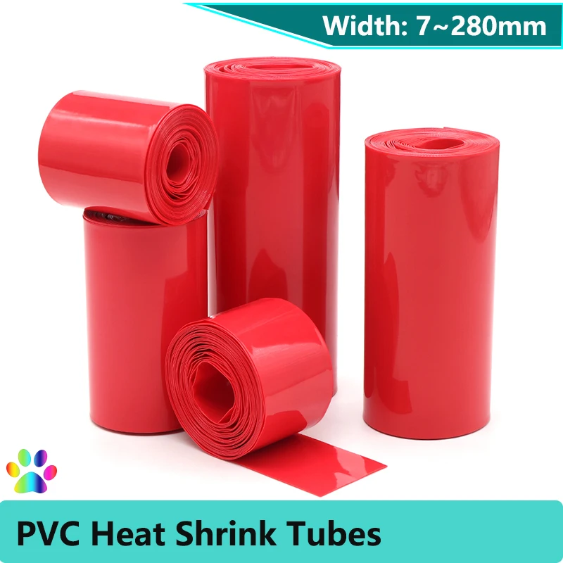 

2/5/10/20M Red 18650 Battery Pack PVC Heat Shrink Tube Pack 7mm ~ 280mm Insulated Cable Sheath Wrap Shrinkable Film Case