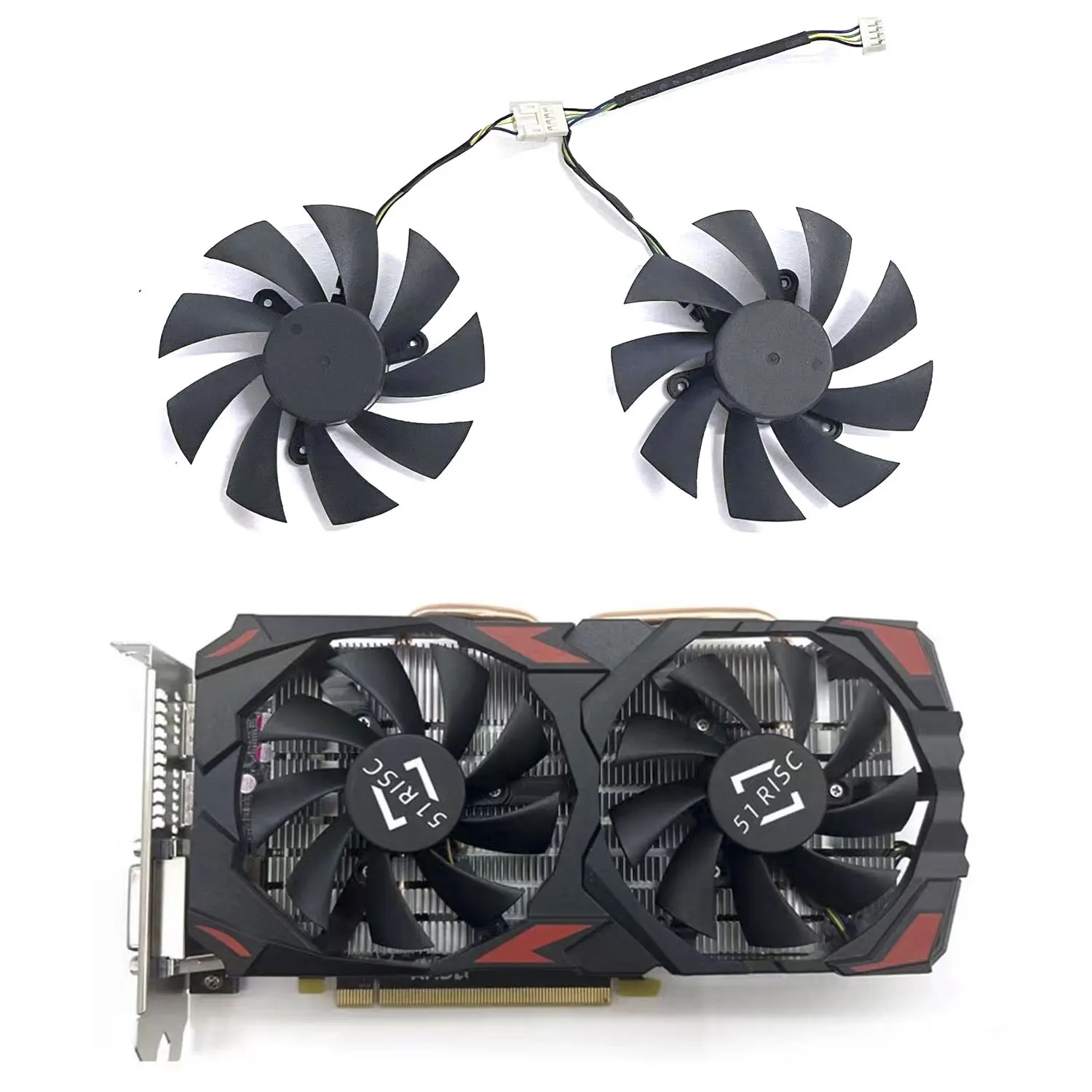 New 51RISC graphics card GPU fan 4PIN 85MM suitable for 51RISC graphics card AMD RX 580 8G 256Bit 2048SP graphics card fan