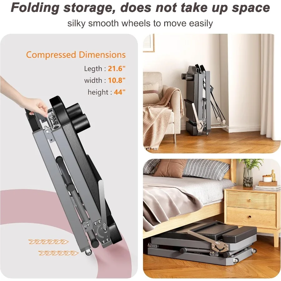 آلة بيلاتيس قابلة للطي للتمرين في صالة الألعاب الرياضية المنزلية مع نوابض معدنية عالية القوة مثالية للمبتدئين والمتوسطين