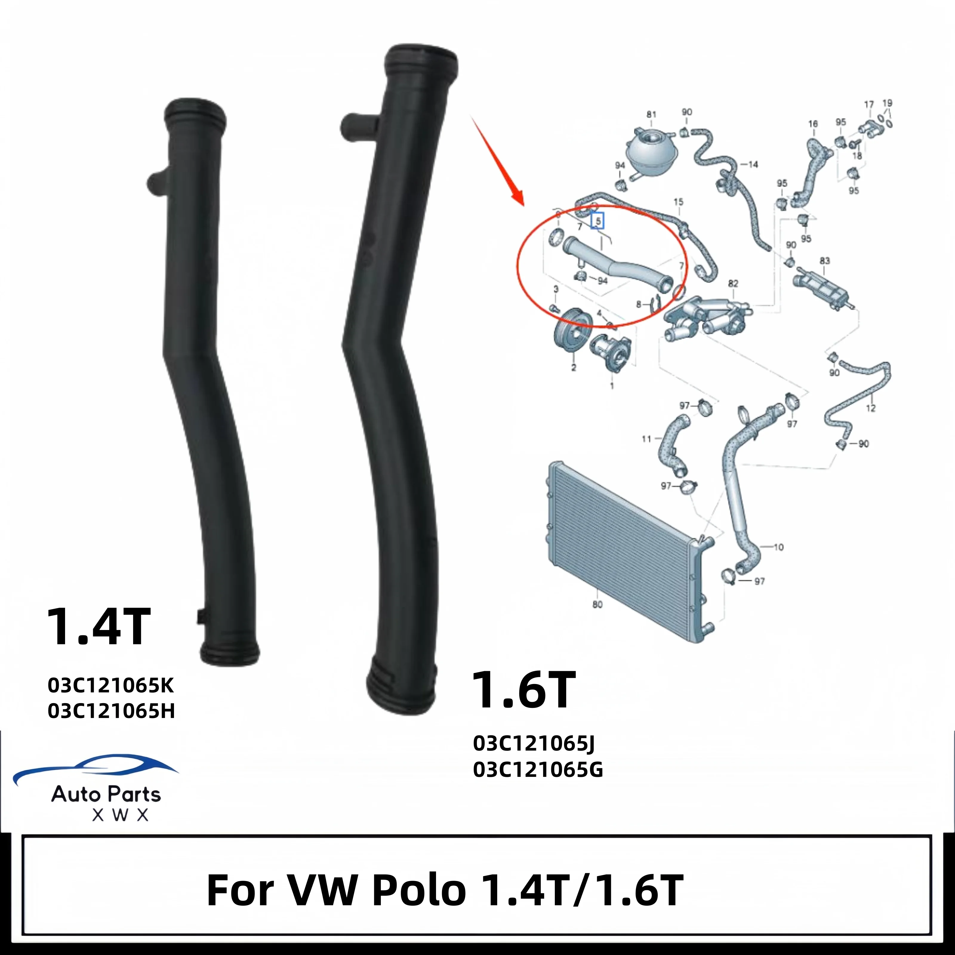 Coolant pipe For Seat IBIZA TOLEDO VW Polo Tiguan Sagitar Skoda Fabia Rapid 03C121065K 03C121065H 03C121065J 03C121065G