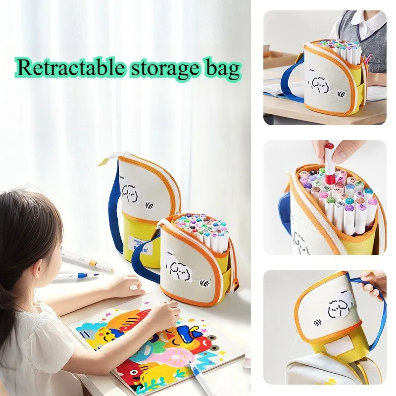 

60-color Liquid Acrylic Markers Shrinkable Pen Bag Set Student Art Painting Graffiti Washable Soft-head Watercolor Pen Bag Tool