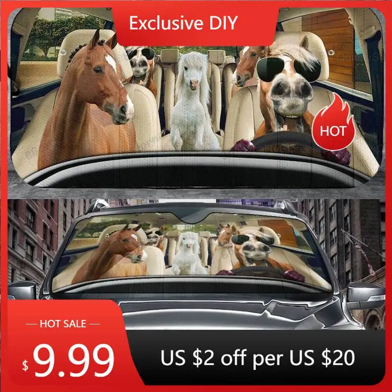 

Horses Family Car Sunshade, Funny Car Sunshade, Horses Cute Car Sunshade, Horse Lovers, Car Sun Protector, Horse Decor ZPT062109