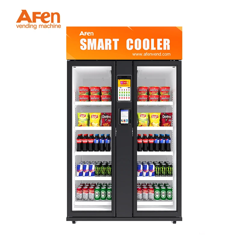 AI Smart Fridge Fresh Food Vending Machine Automatic Cooling with Camera Monitoring for Business Retail Kiosk Vendor Pro