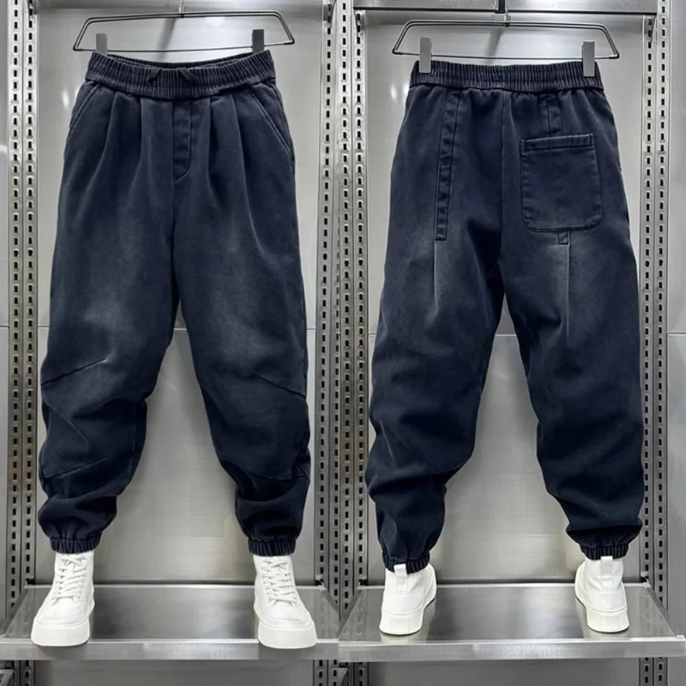 Luźne letnie dżinsy Harlan męskie spodnie w dużych rozmiarach na co dzień niewidoczne otwarte krocze seks na świeżym powietrzu wszechstronna moda Streetwear odzież męska