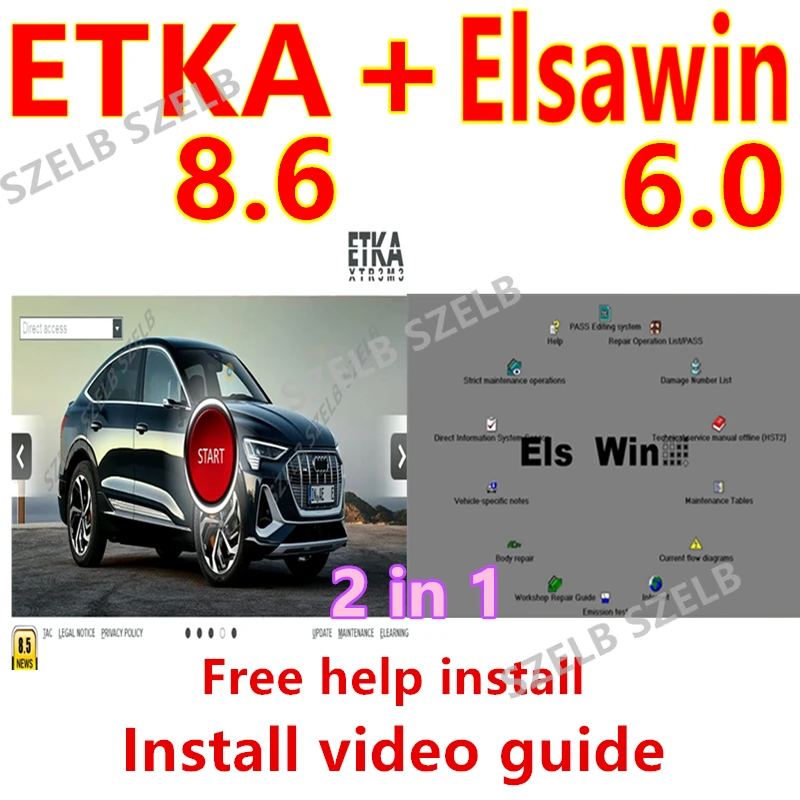 2025 Hot Sell, Auto EPC Etka 8.6 Software + Elsawin 6.0 Software Car Repair Software Multi-Language Parts Catalogue Free Install