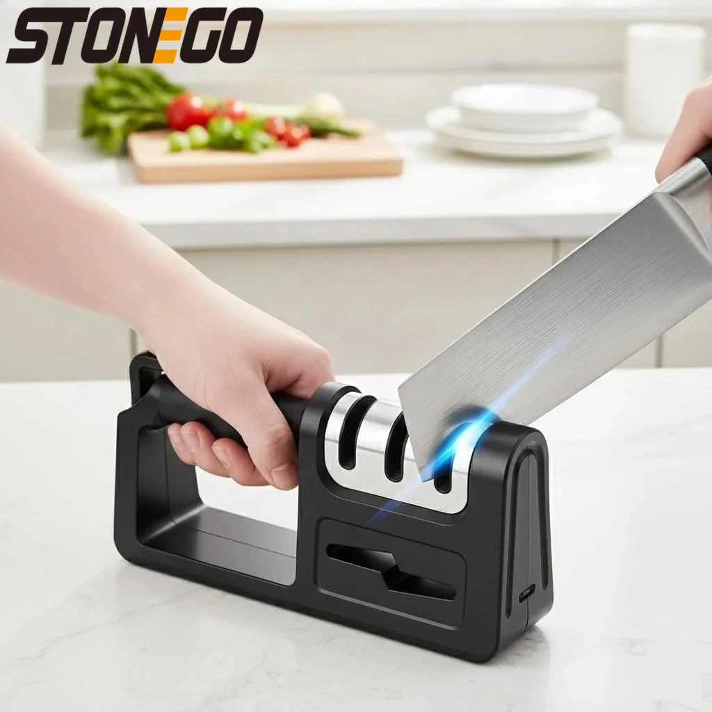

4 in 1 Knife Sharpener Diamond Ceramic Tungsten for Straight Edges Kitchen Tool Essential Durable & Efficient
