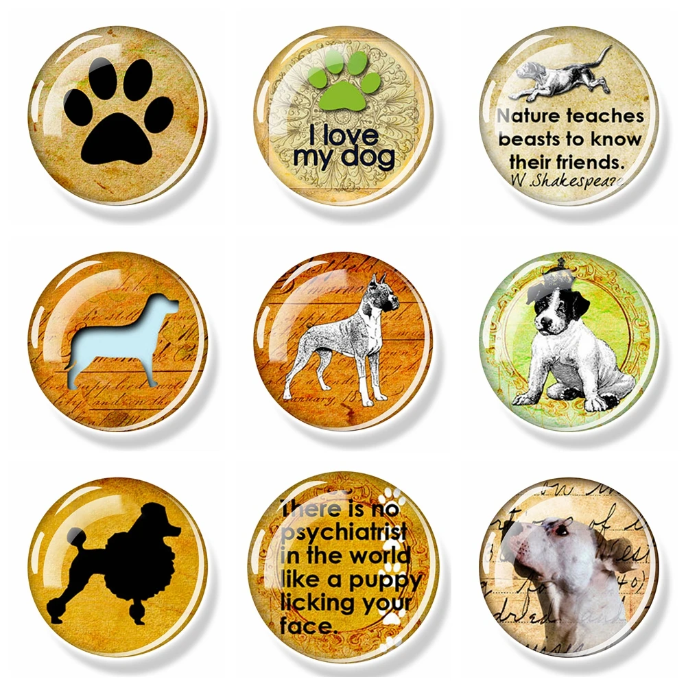 1PC Dog themed refrigerator with glass dome and convex gemstone, dog paw shaped message and note holder, home decoration