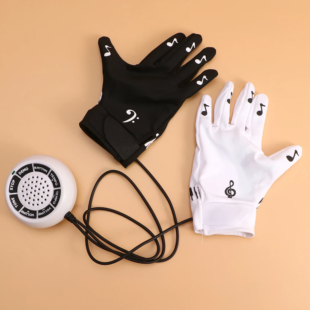 

1 Pair Electronic Piano Gloves With 8 Instrument Sounds 20 Rhythms Rechargeable Fingerless Design For Concert Party Performance