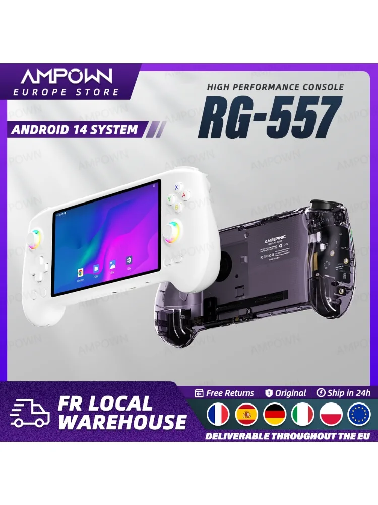 ANBERNIC RG557 Handheld Game Console Afmeting Processor 5.48 "AMOLED Scherm Android14 Capacitieve Joystick DP Uitgang Koelventilator - afbeelding 2