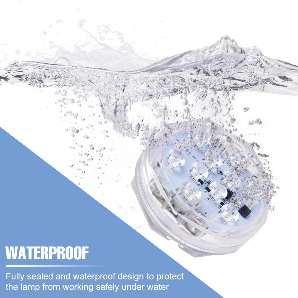 RGB 수영장 조명 LED 수중 램프 방수 웨딩 파티 꽃병 장식 크리스마스 야간 조명 AAA 배터리 구동