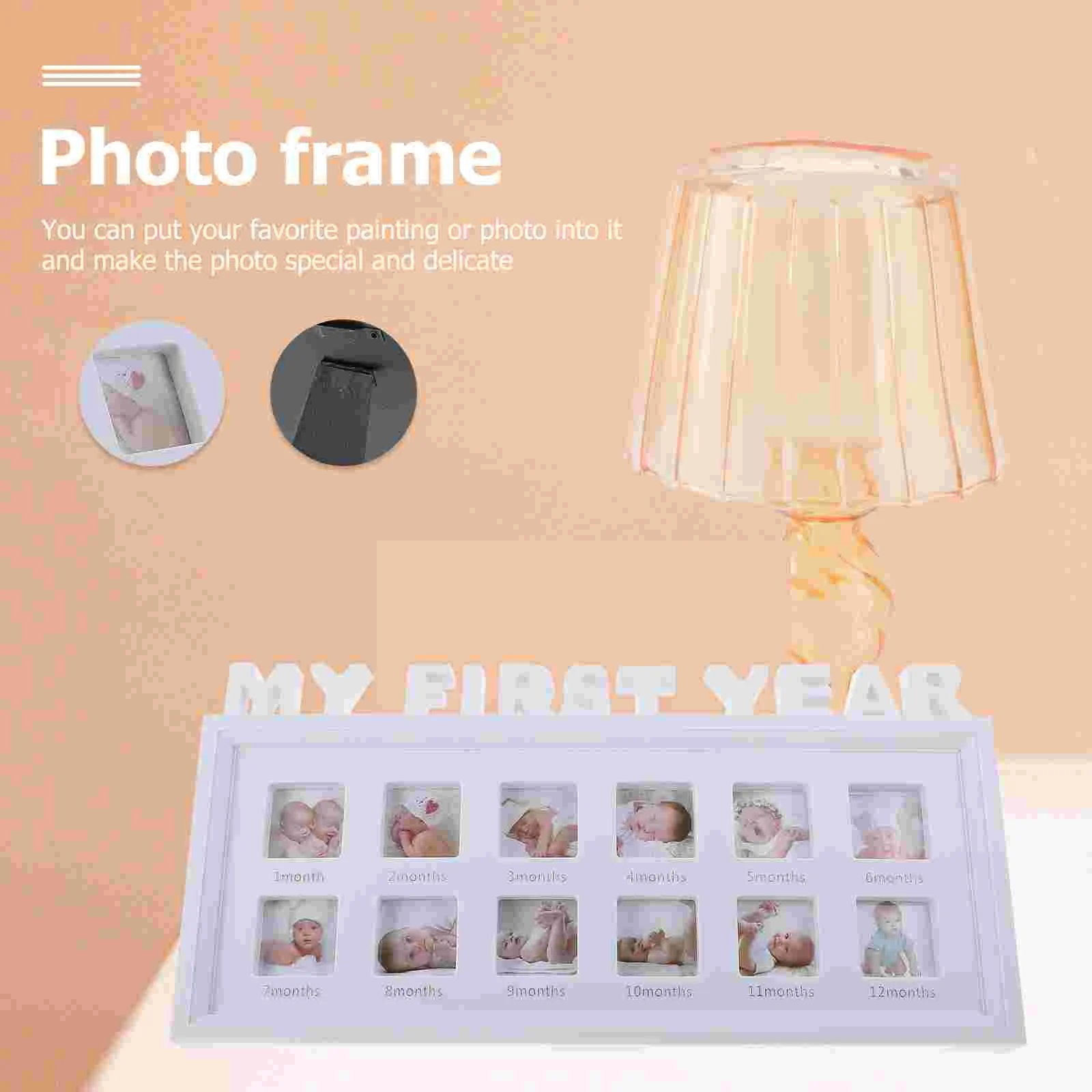 Unique Style Photo Moments Baby Keepsake Frame Photo Collage Holds Infant Photographs 41x20cm (White)