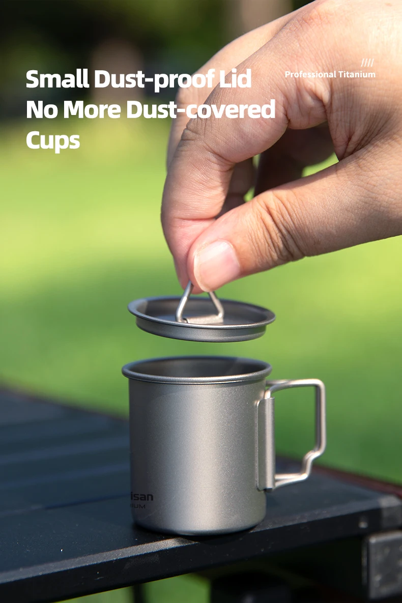 Tiartisan 50ml Reiner Titan Mini-Teetasse Outdoor Camping Taschen-Espressotasse mit Klappgriff Sake-Tasse – Detail 5