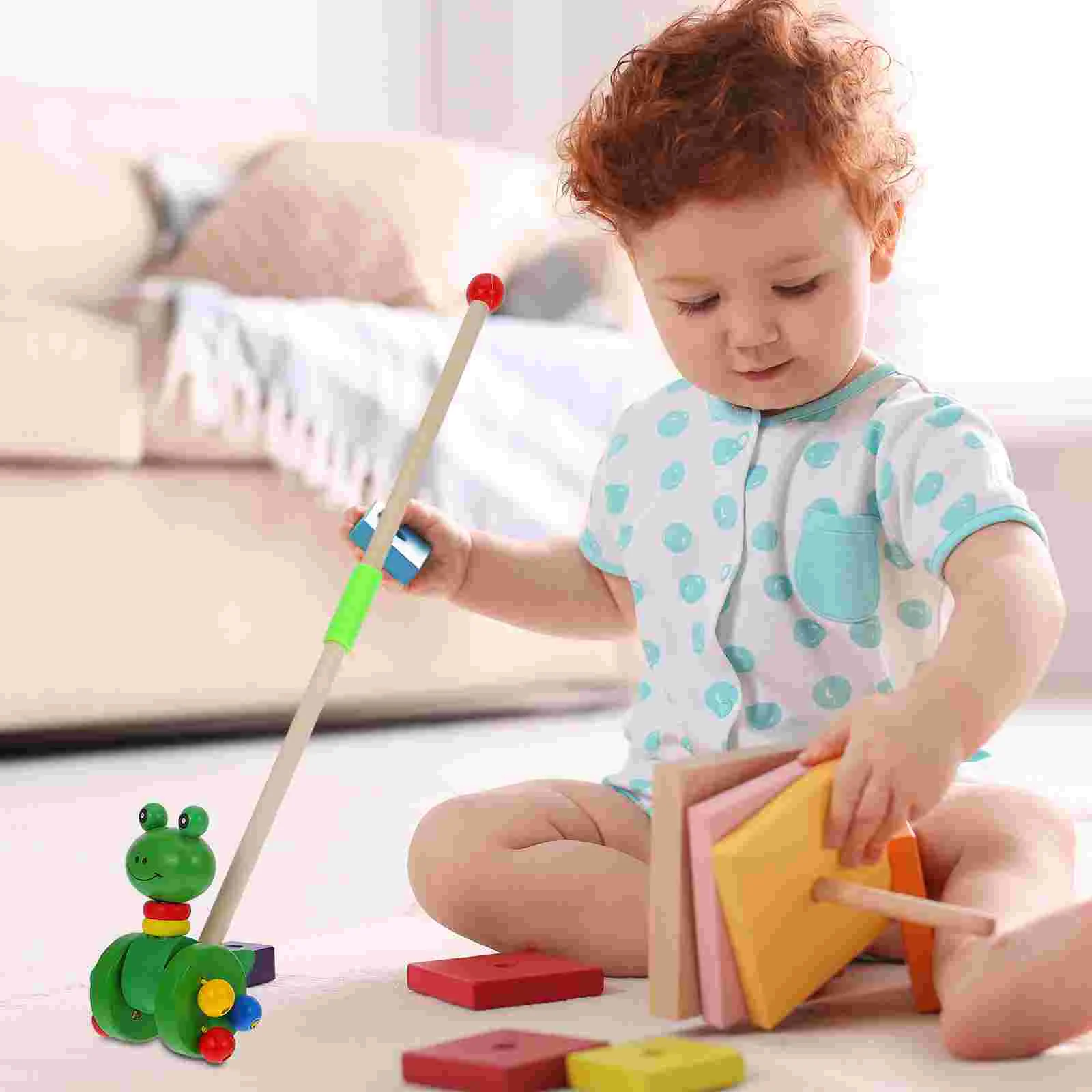 Wooden Baby Walker Trolley Toys for Kids Boys Girl Toddler Bamboo Early Childhood Childrens