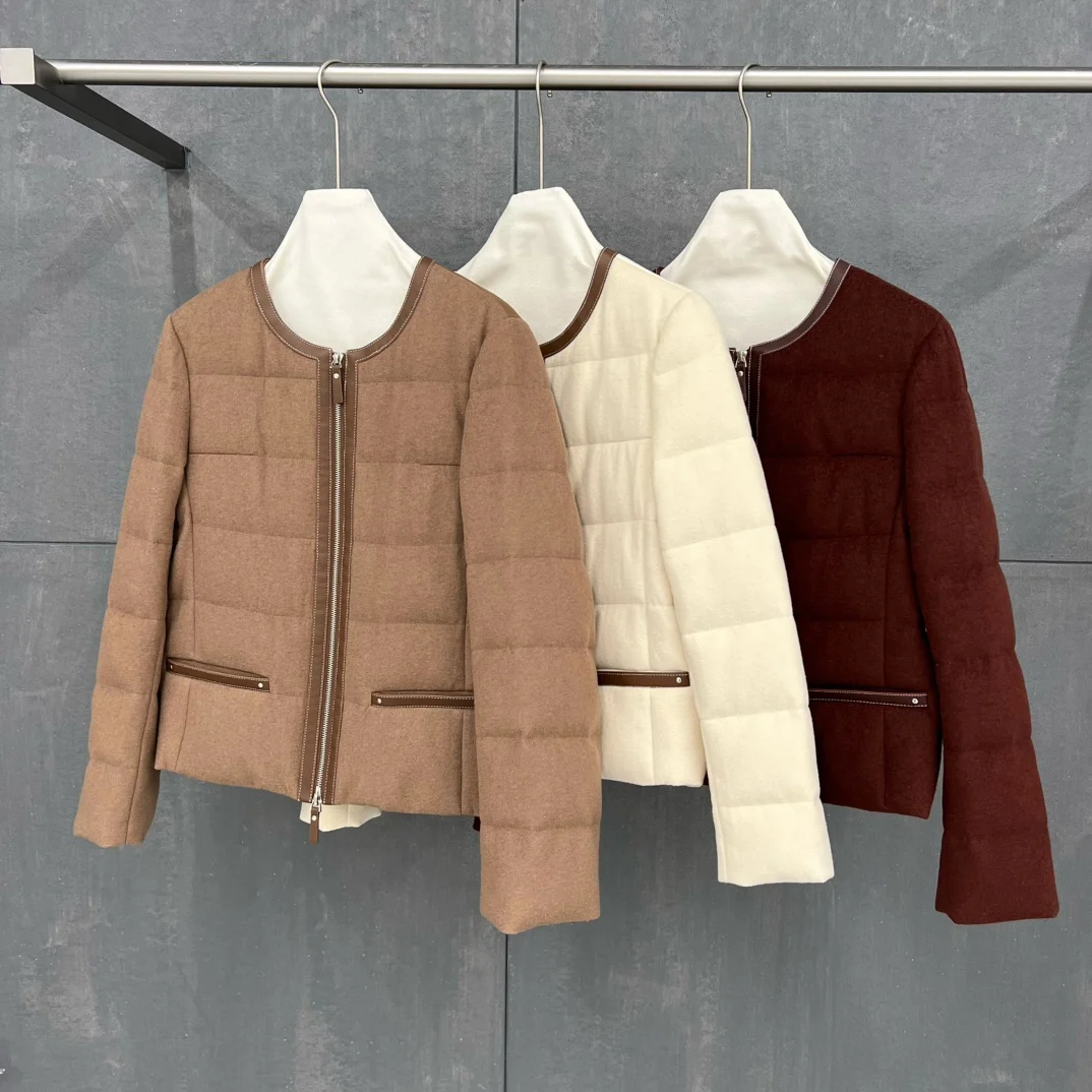 2025 automne et hiver nouvelle laine Style français taille décontractée minceur laine couture doudoune pour les femmes