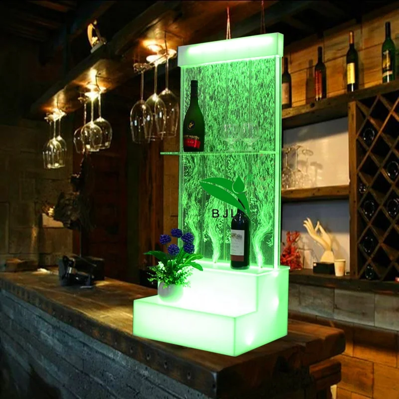 night club remote control LED water bubble wall corner wine bar cabinet furniture