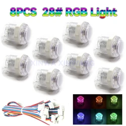 8PCS 5V Rgb Illuminated Push Button Colorful Led With 4Pin Light Cable For DIY Zero Delay Board Arcade Game Machine Parts