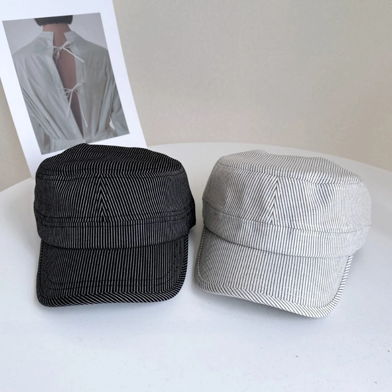 

Новые модные и универсальные полосатые кепки-газетчики для женщин на весну и лето, винтажные и литературные полосатые шляпы