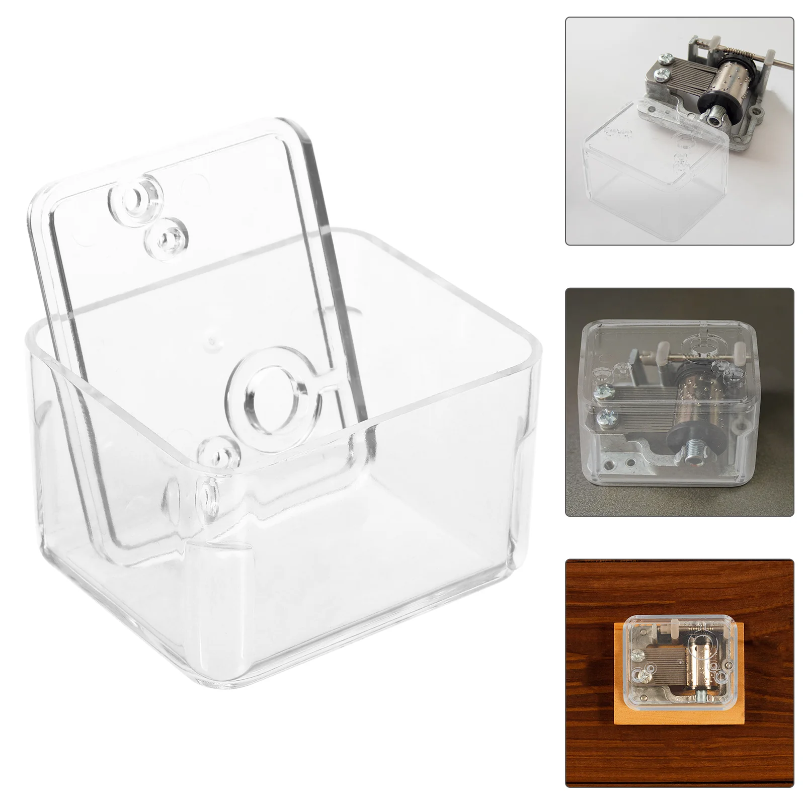 

4Pcs Music Box Mechanism DIY Kit Transparent Clear Lid Plastic Hand Crank Easy Assembly Creative Craft Gift for Kids Adults