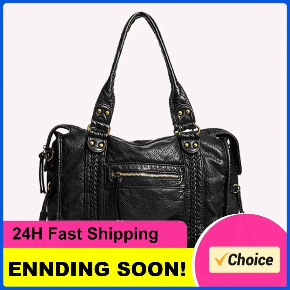 

Кожаная ретро-сумка через плечо для женщин с карманами, сумка-хобо, практичная сумка для работы и путешествий