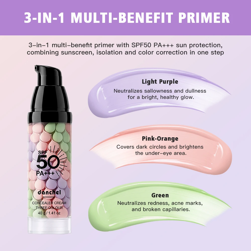 SPF 50 Primer for Face Before Makeup Sun 3 In 1 Color Corrector Face Primer Oil Control & Moisturizing Skin Tone Correcting