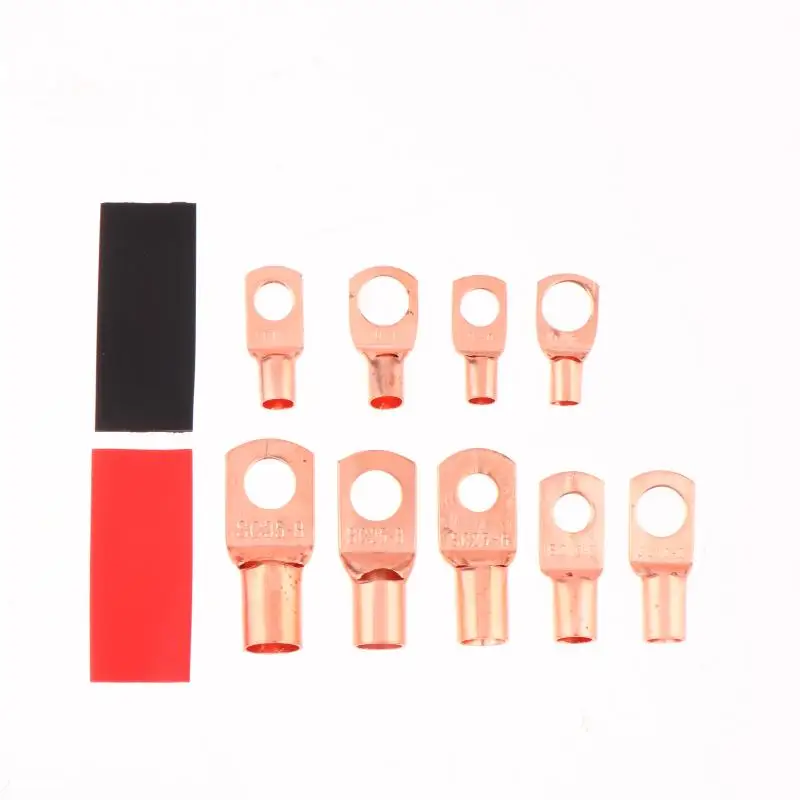 

60/100/130PCS AWG 4 6 8 10 12 Ring Lug Kit With Shrink Tubing 50 Battery Cable Lugs With Shrink Copper Terminal Connectors