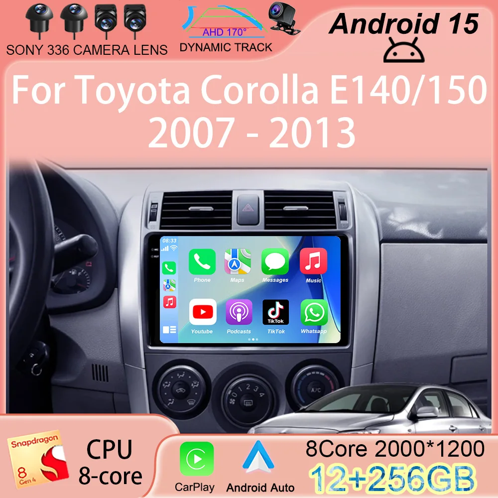 

Carplay Android 15 For Toyota Corolla E140/150 2007 2008 2009 2010-2013 Multimedia Car Radio Player GPS 2din Head Unit Stereo BT