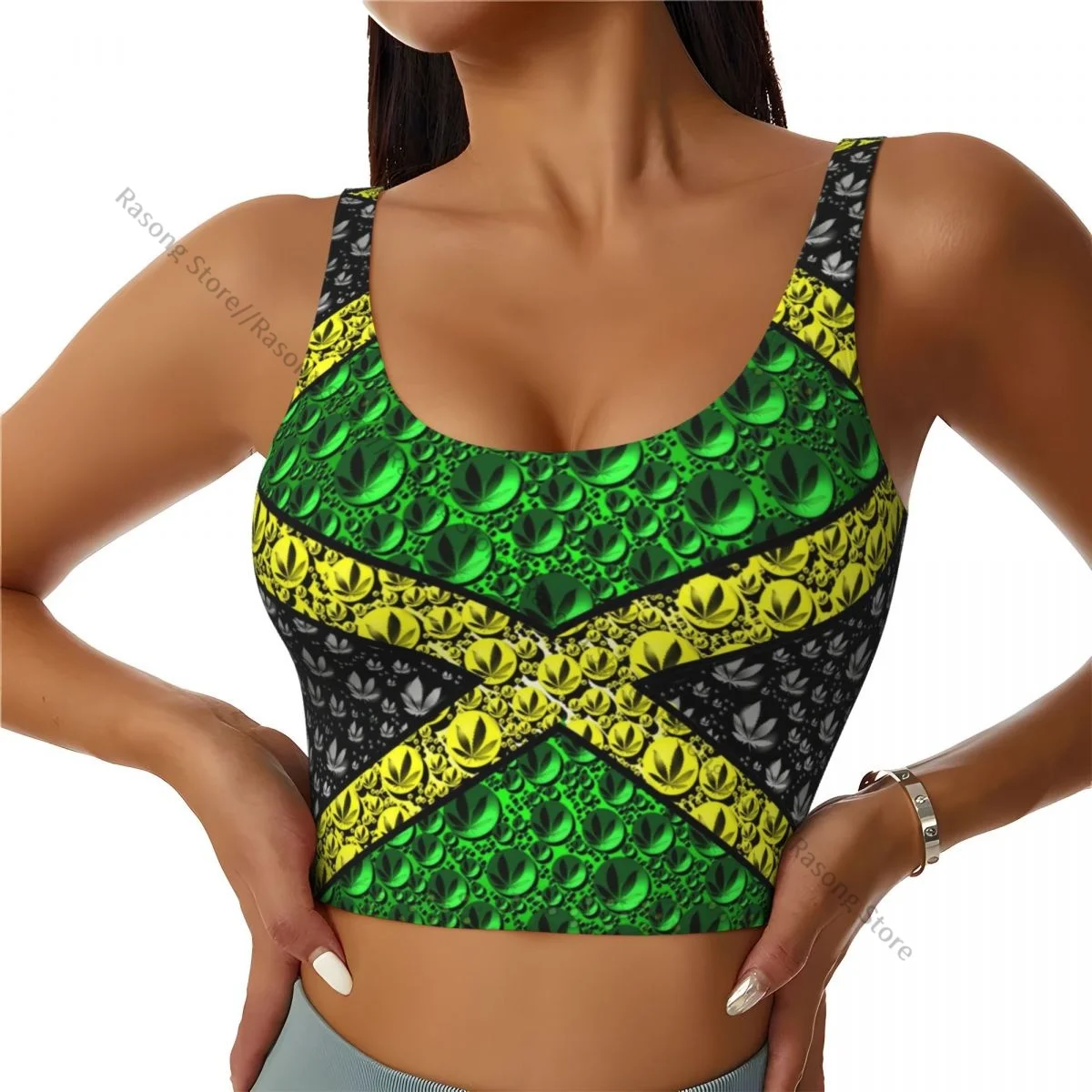 

Yoga Vest Women Gym Sports Crop Tops Jamaican Flag Streetwear Workout Breathable Tank Top Female